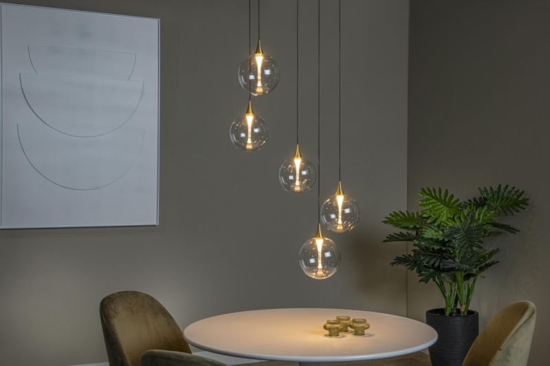 Lucide GISELA - Závesné svietidlo - Ø 48 cm - LED Rozm. - 5x3,8W 2700K - Transparent